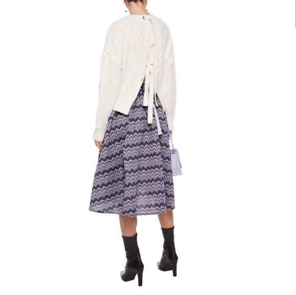 Maje Women’s Purple Crochet Knit Chevron Print A Line Full Skirt Size 2, M - Picture 4 of 14